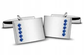 Spinki do mankietów i krawatów - Mankietowe spinki próba 925 z szafirami - miniaturka - grafika 1