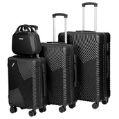 Walizki - Zestaw Walizek Podróżnych Azores Czarny 4W1 - miniaturka - grafika 1