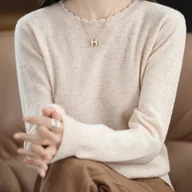 Swetry damskie - TEMU Elegancki Sweter z Okrągłym Dekoltem - Miękka Bluzka do Warstwowania na Każdą Porę Roku, Jednokolorowa, Krótka lub Długa, Uniwersalna do - miniaturka - grafika 1