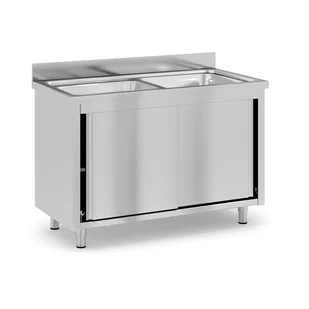 Stół do mycia ze stali nierdzewnej, 2 zlewy, 1200 x 600 x 850 mm - Stoły gastronomiczne - miniaturka - grafika 1