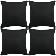 Poszewki na poduszki - vidaXL vidaXL Poszewki na poduszki 4 szt. lniane, czarne 50x50 cm - miniaturka - grafika 1