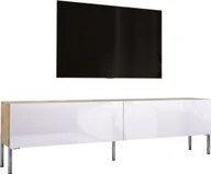 Szafki RTV - Szafka pod telewizor w kolorze dąb Wotan / biały wysoki połysk z chromowanymi nogami, A: szer: 170 cm cm, wys: 52 cm, gł: 32 cm. Meble pod telewizor, stolik pod telewizor, ława pod telewizor - miniaturka - grafika 1