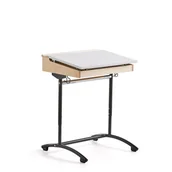 Meble do szkół i przedszkoli - Ławka szkolna ACCESS, 650x650 mm, regulacja wysokości, HPL, antracyt/biały - miniaturka - grafika 1