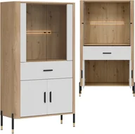 Witryny - Witryna niska z szufladą Szafka przeszklona Dąb Biały Czarny DANTE DT12 - miniaturka - grafika 1