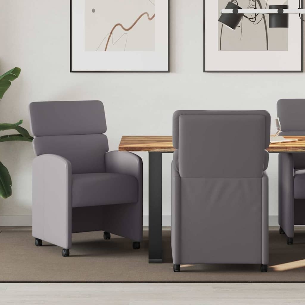 vidaXL vidaXL Krzesełka jadalne na kółkach 2 pcs Szary 58 x 65 x 98 cm