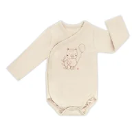 Body dla niemowląt - ColorStories - Body niemowlęce kopertowe Longsleeve -Soft and Natural beżowy 56cm - miniaturka - grafika 1