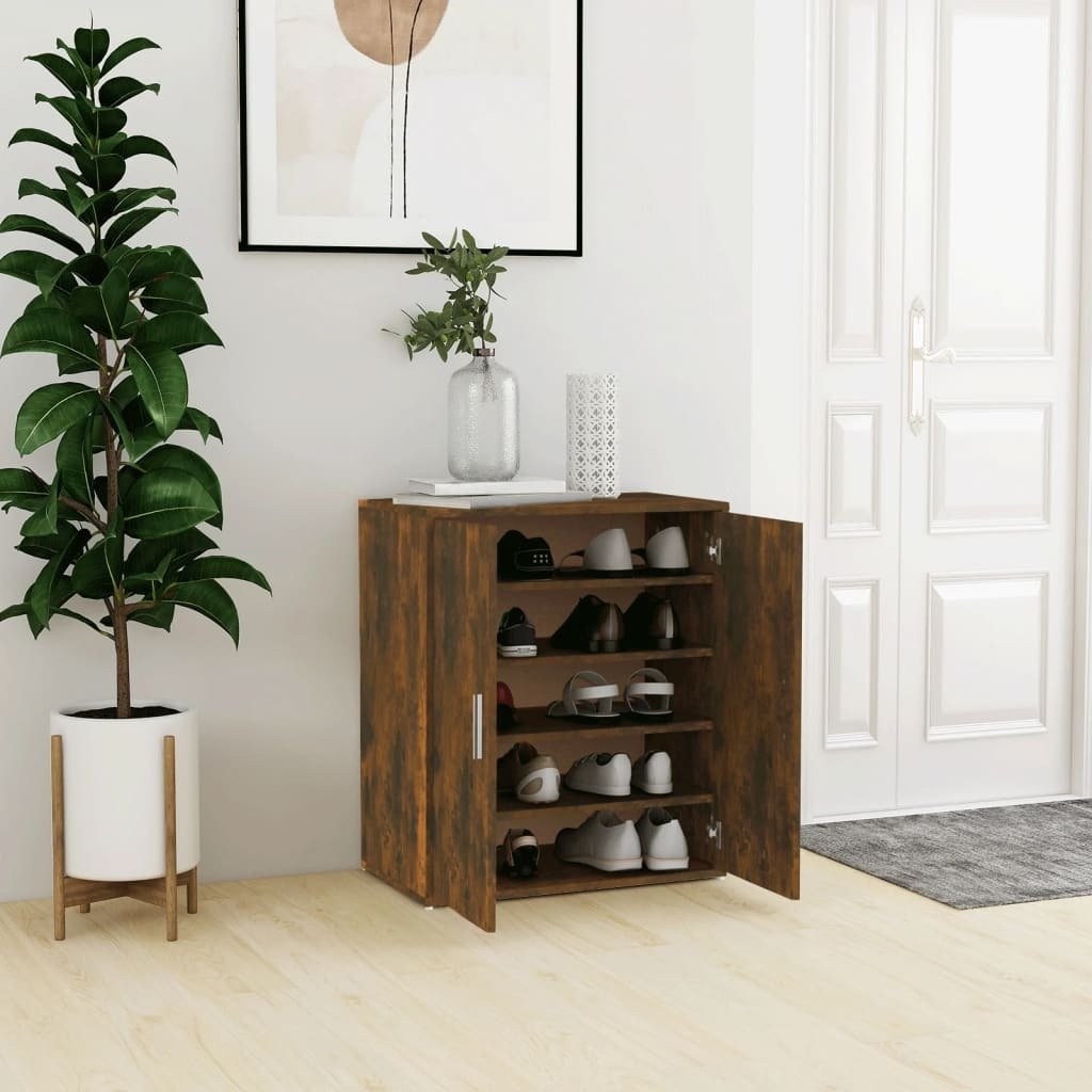 The Living Store Szafka na buty dąb wędzony 60x35x70 cm materiał drewnopochodny