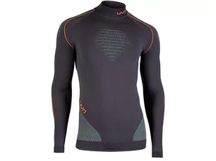 Męska koszulka termoaktywna UYN Evolutyon uw Turtle Neck Charcoal/Green/Orange sh - Pozostała odzież narciarska - miniaturka - grafika 1