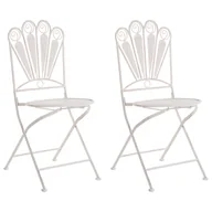 Fotele i krzesła ogrodowe - BELIANI Zestaw 2 krzeseł ogrodowych PAVIA Metal Złamana biel - miniaturka - grafika 1