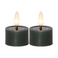 Świece - Zestaw 2x świeca LED woskowa tealight FLAMME FLOW zielona - miniaturka - grafika 1