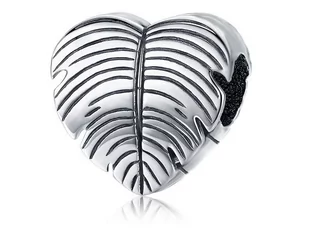 Pandora Valerio.pl Rodowany srebrny charms serce serduszko listek liść leaf srebro 925 BEAD135 BEAD135 - Charmsy - miniaturka - grafika 1