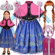 Stroje karnawałowe - Strój Przebranie Sukienka Anna Kraina Lodu Zestaw 116/122,Hopki - miniaturka - grafika 1