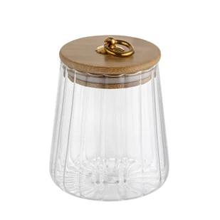 POJEMNIK SZKLANY Z POKRYWKĄ DREWNIANĄ FLORINA BELLA 500 ML - Pojemniki kuchenne - miniaturka - grafika 1