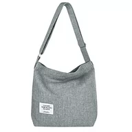 Torebki damskie - Płócienna torba na ramię dla kobiet retro duży rozmiar płócienna torba na ramię hobo torebka crossbody na co dzień torba na zakupy i podróże, szara, szary, Boho - miniaturka - grafika 1