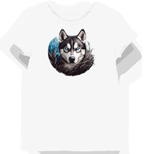 Koszulka damska biała z nadrukiem niebieskiego Husky XS - Koszulki i topy damskie - miniaturka - grafika 1