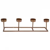 Świeczniki - świecznik na 4 świeczkę tealight metalowy złoty 35x8,5x9 cm kod: O-569529 - miniaturka - grafika 1