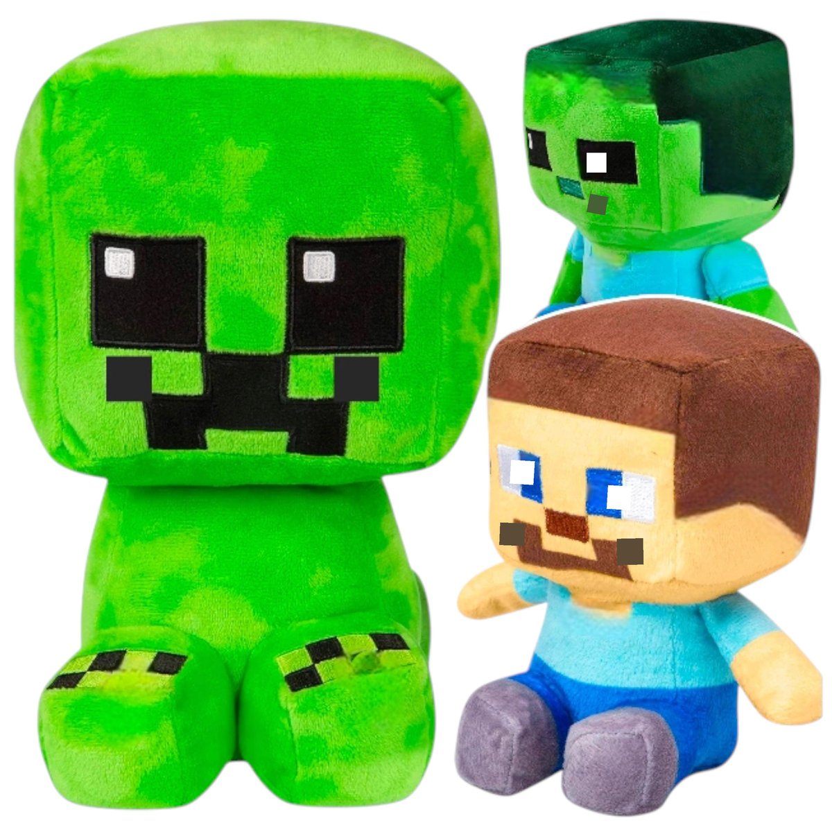 MINECRAFT Zestaw Pluszowych Maskotek CREEPER BABY ZOMBIE STEVE