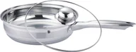Patelnie - Patelnia stalowa ze stali nierdzewnej z pokrywką głęboka indukcja 24 cm BRUNBESTE BB-2224 - miniaturka - grafika 1