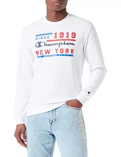 Champion Męska bluza z grafiką Legacy Authentic Powerblend Terry Crewneck, biały, XS - Bluzy męskie - miniaturka - grafika 1