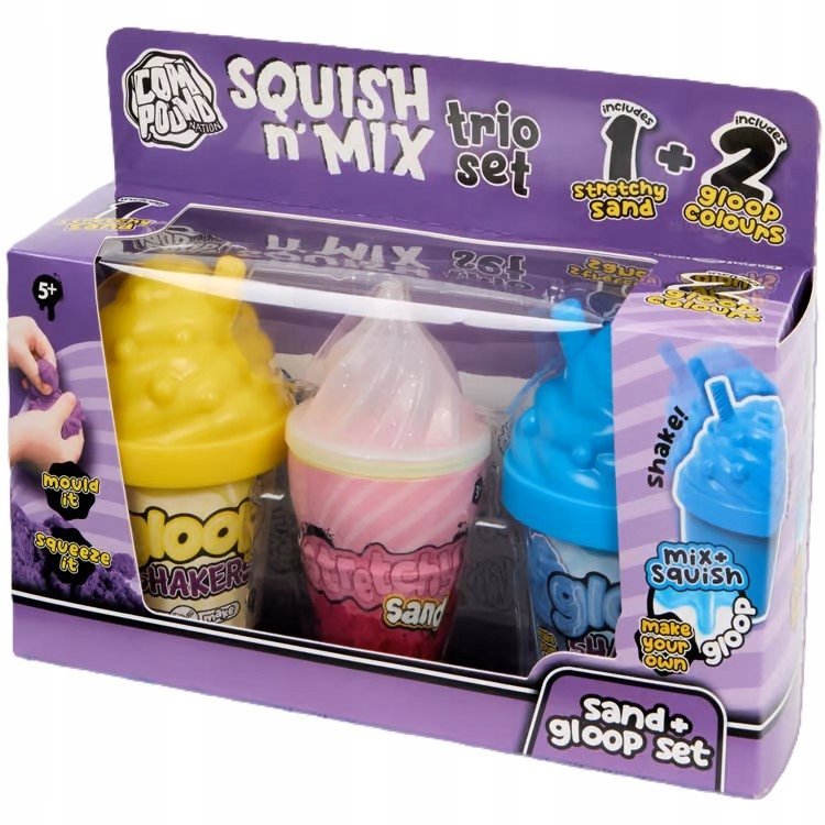 Squish n' Mix Trio Zestaw 1x magiczny piasek + 2 x slime