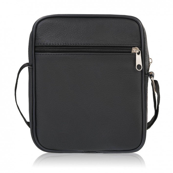 Saszetka Męska Skórzana Na Ramię Czarna Miejska Abruzzo Abr-44