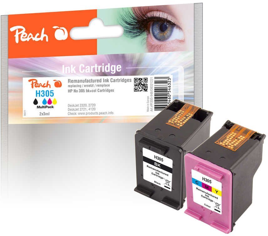 Peach Patrone HP Nr.305 MultiPack black & color remanufactured