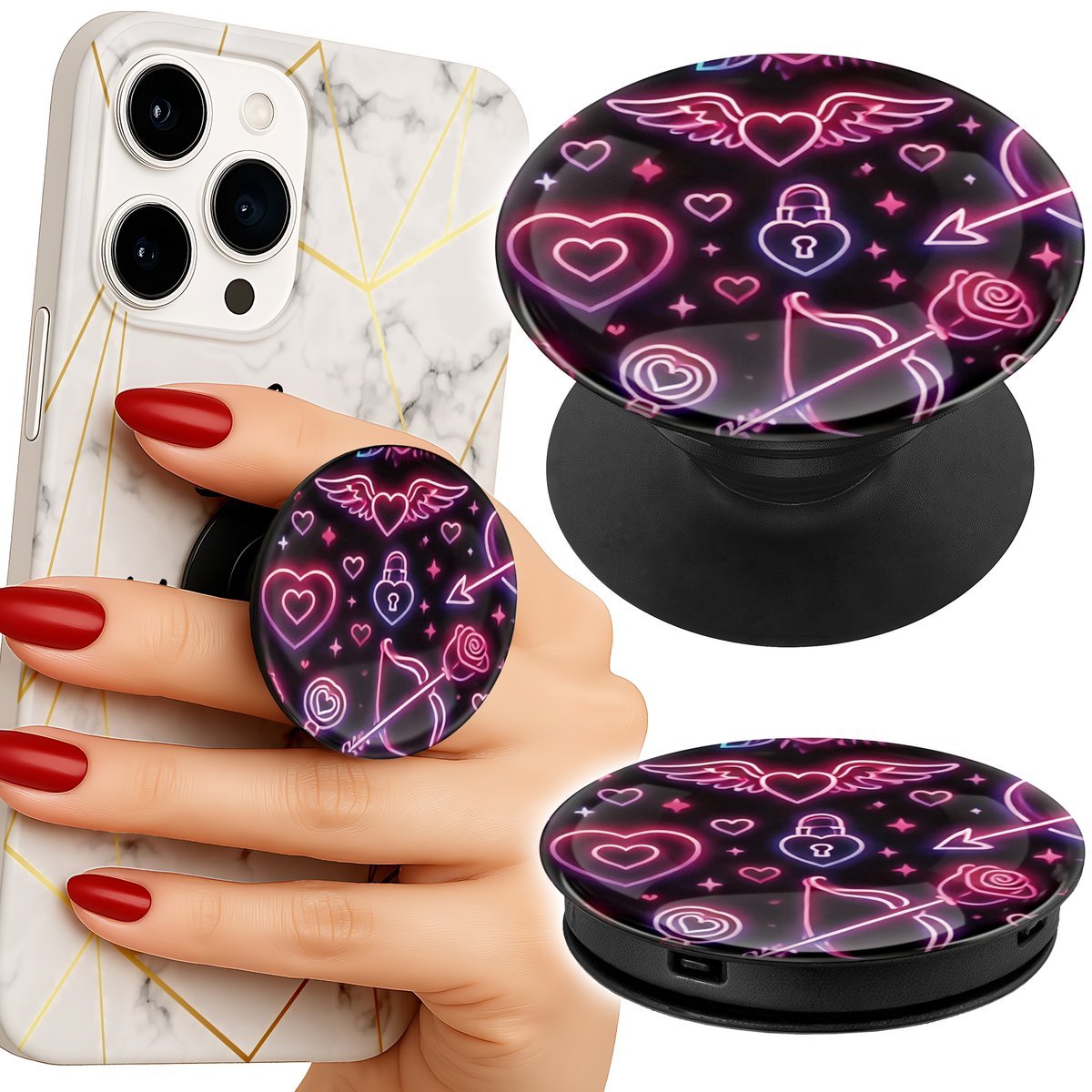 Uchwyt do telefonu Popsocket na palce/stojak WALENTYNKOWY WZÓR