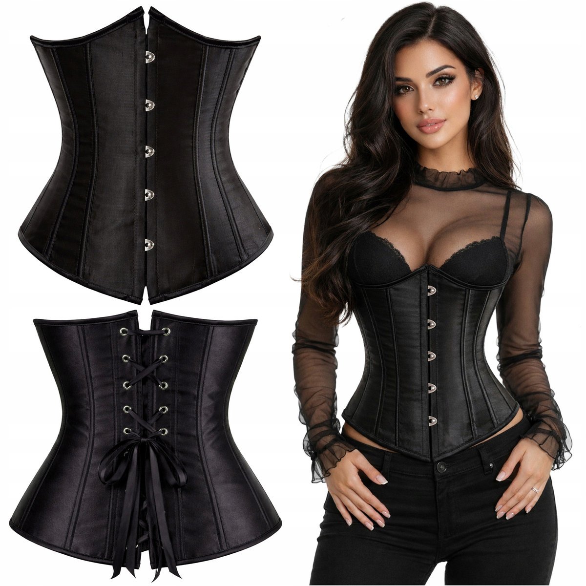 Gorset modelujący talię underbust czarny - XXL