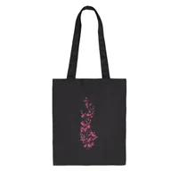 Torby i wózki na zakupy - Torba bawełniana czarna zakupowa z haftem – kwiaty jabłoni - miniaturka - grafika 1