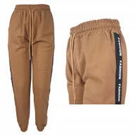 Spodnie damskie - Spodnie Dresowe Damskie Joggery Wygodne Z Ściągaczami Luźne S/M Brąz 36 - miniaturka - grafika 1