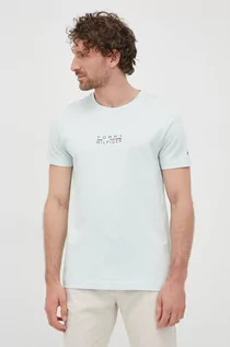 Koszulki męskie - Tommy Hilfiger t-shirt bawełniany kolor zielony z nadrukiem - grafika 1