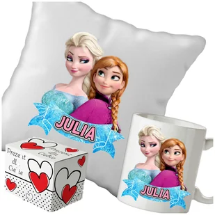 Kubek + Poduszka Kraina Lodu 330ml 40x40cm i Opakowanie Na Prezent Imię - Gadżety dla niej i dla niego - miniaturka - grafika 1