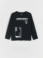 Bluzki dla chłopców - Reserved - Longsleeve Minecraft - czarny - miniaturka - grafika 1