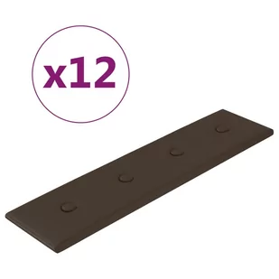 vidaXL Panele ścienne, 12 szt, brąz, 60x15 cm, sztuczna skóra, 1,08 m² 343987 - Panele ścienne i boazeria - miniaturka - grafika 3