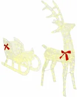Ozdoby bożonarodzeniowe - vidaXL Renifer ciągnący sanie Ciepła biel 70 x 26 x 128,5 cm Akryl - miniaturka - grafika 1
