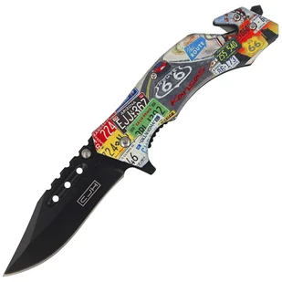 Nóż składany ratowniczy Herbertz Solingen CJH motyw US Route 66, Black Blade (44005) - Noże - miniaturka - grafika 1