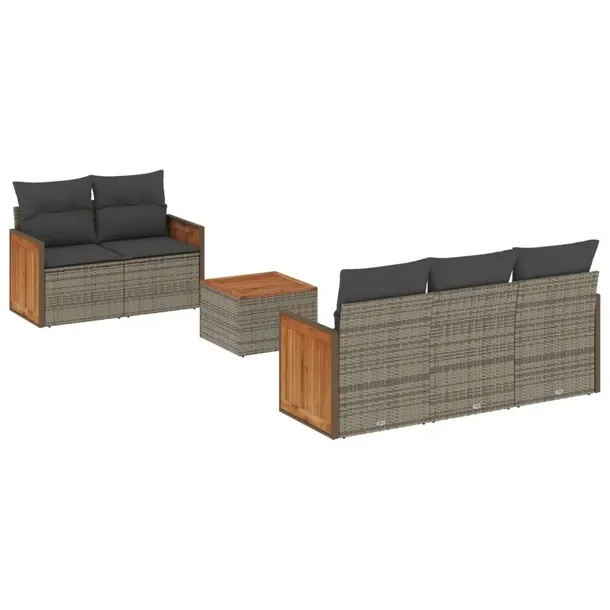 Zestaw Wypoczynkowy Rattan PE z Schowkiem i Stolikiem, Szary, 55x62x69 cm