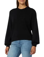 Bluzki damskie - Pinko Acciuga Dzianiny Ogolony Efekt Koszulka Z Długim Rękawem Kobiety Bez Szyi, Z99_nero Limousine, M - miniaturka - grafika 1