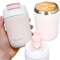 Kubki termiczne - Kubek termiczny termos z ustnikiem słomką na kawę herbatę yerba mate 360ml bidon próżniowy Alogy Stalowy Różowy - miniaturka - grafika 1
