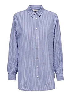ONLY Damska koszulka Onlnora New Stripe L/S WVN Noos Bluzka, Bleached Denim/Stripes:white, M - Bluzki damskie - miniaturka - grafika 1