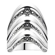 Obrączki ślubne - Srebrny Pierścionek Wysoki Duży Ażurowy Paski 925 - miniaturka - grafika 1