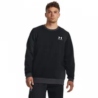 Bluzy męskie - Męska bluza dresowa nierozpinana bez kaptura Under Armour UA Essential Flc Novelty Crw - czarna - miniaturka - grafika 1
