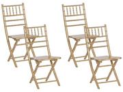 Fotele i krzesła ogrodowe - Beliani Zestaw 4 krzeseł drewniany złoty MACHIAS - miniaturka - grafika 1