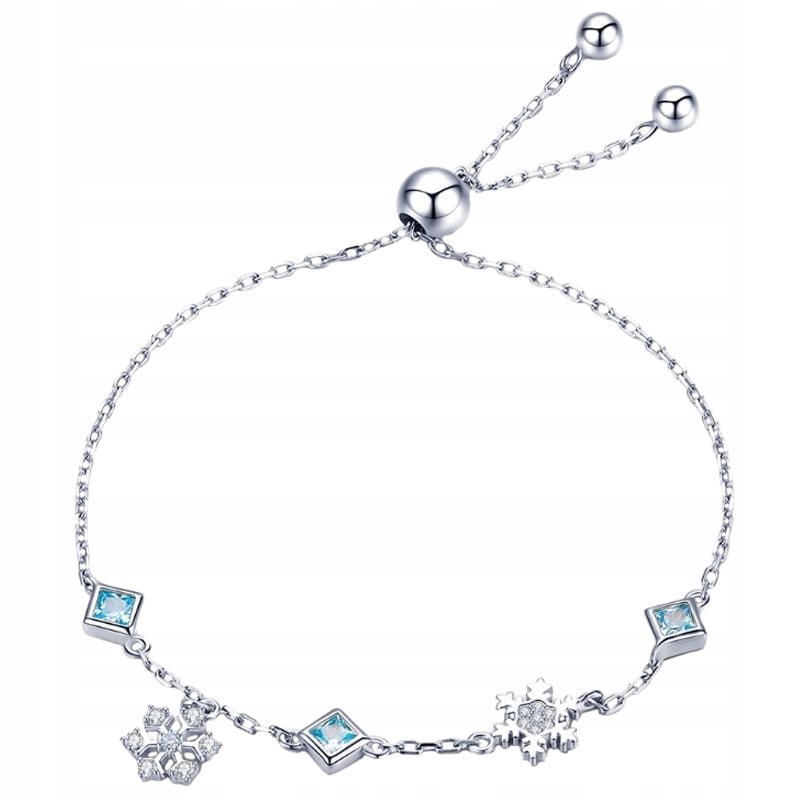 Bransoletka Srebrna Bransoletka Damska Zimowa Śnieżynki Srebro 925 Trusky