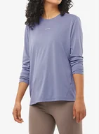 Bluzy sportowe damskie - Bluza damska bez kaptura Salomon Shkout Core LS Tee - blue grani - miniaturka - grafika 1