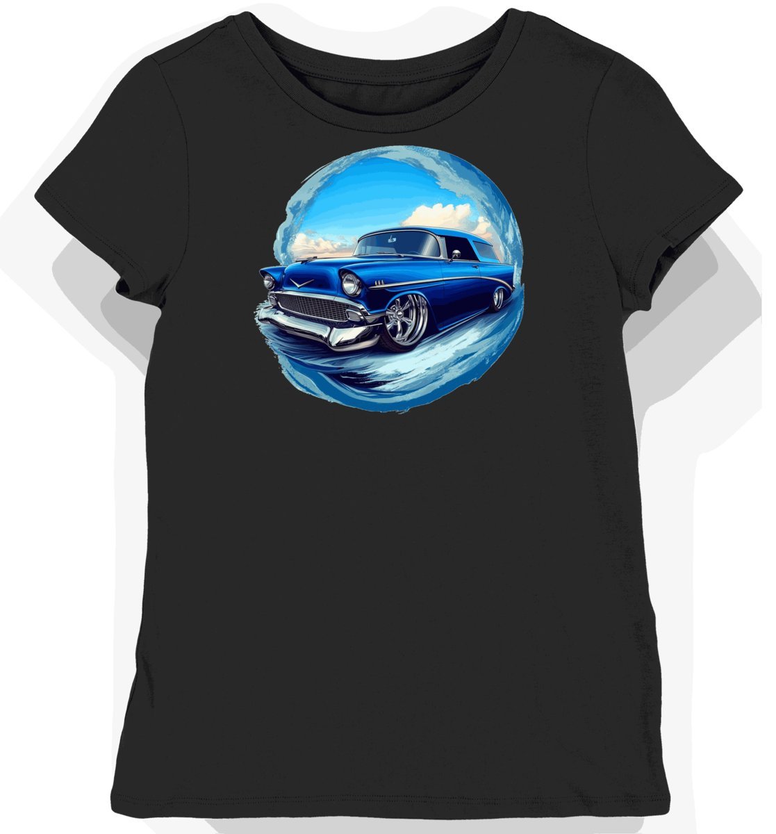 Koszulka damska czarna z motywem klasycznego Chevroleta XS