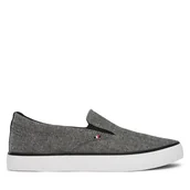 Trampki męskie - Tenisówki Tommy Hilfiger Harlem Core Ii Slip On Chambray FM0FM05819 Szary - miniaturka - grafika 1
