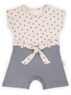 Niemowlęcy rampers z paskiem w groszki łososiowy Nicol,r.68 - Kombinezony dla dzieci - miniaturka - grafika 1