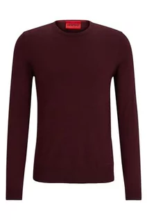 Swetry męskie - HUGO Sweter męski z dzianiny, Dark Red604, XL - grafika 1