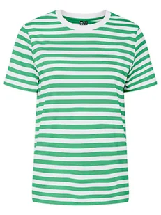 Pieces Koszulka w kolorze zielono-białym - Koszulki i topy damskie - miniaturka - grafika 1